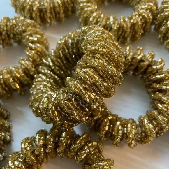 Chunky Gold Tone Beaded Napkin Rings Set Of 12 Holiday Party Glitz - Picture 1 of 4